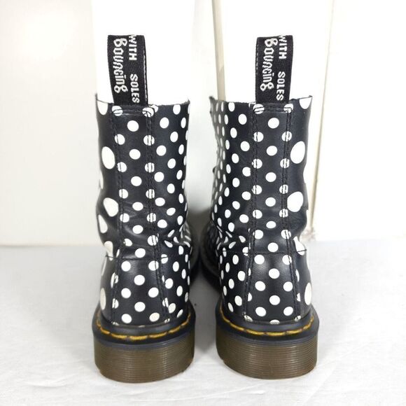 Dr Martens Women’s US5 Pascal Polka Dot Black White Soft Leather Ankle Boots - Picture 10 of 12